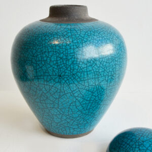 Dan Chapple - Raku Tuquoise Lidded Jar