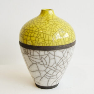 Dan Chapple - White and Yellow Crackle Vase